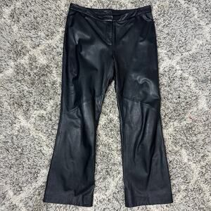 BCBGMaxAzria Black Leather Pants 10 Moto Biker Y2K Straight Leg Bootcut